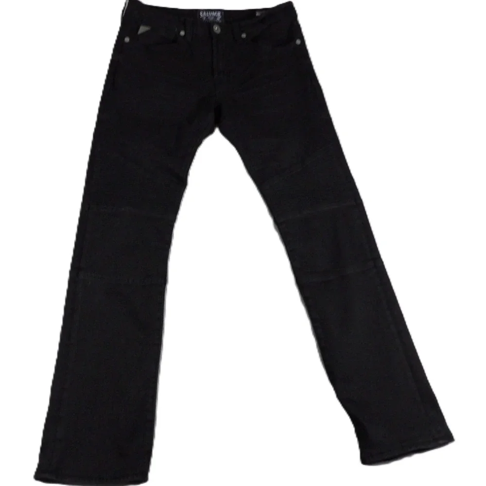 Salvage Havoc Moto Jeans Men W32 L30 Black Slim Straight Biker Buckle Denim Pant